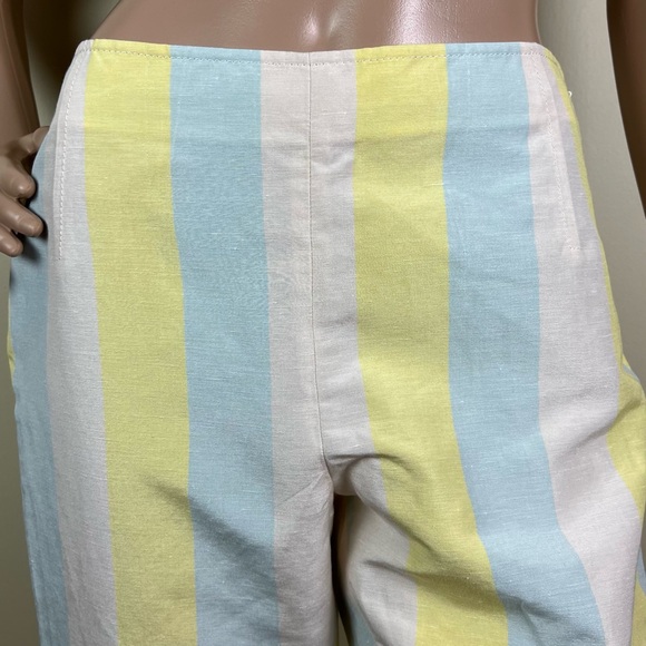 NEW TORY BURCH STRIPED LINEN BLEND PANTS - Picture 3 of 5